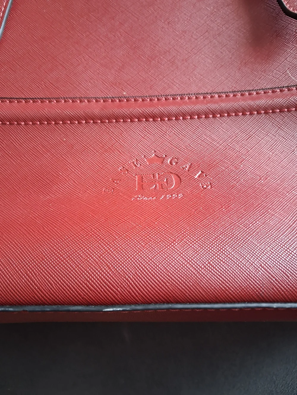 Structured Burgundy Leather Tote with Gold-Tone Accents